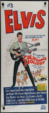 5j0807 SPINOUT Aust daybill 1966 Elvis playing guitar, foot on the gas & no brakes on the fun!