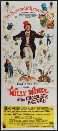 5j0814 WILLY WONKA & THE CHOCOLATE FACTORY Aust daybill 1971 Gene Wilder, it's scrumdidilyumptious!