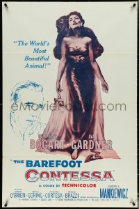 5j0851 BAREFOOT CONTESSA 1sh R1960 Humphrey Bogart & art of sexy Beautiful Animal Ava Gardner!