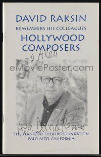 5j0101 DAVID RASKIN signed softcover book 1995 Remembers His Colleagues Hollywood Composers!