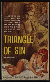 5j1699 TRIANGLE OF SIN paperback book 1959 about three lovely girls who shared forbidden ecstasies!