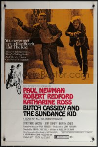 5j0872 BUTCH CASSIDY & THE SUNDANCE KID style B 1sh 1969 Paul Newman, Robert Redford, Ross!