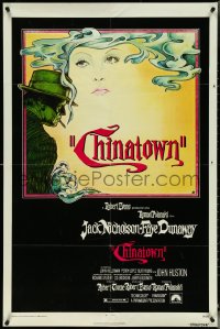 5j0882 CHINATOWN 1sh 1974 Roman Polanski, Jim Pearsall art of smoking Jack Nicholson & Faye Dunaway!