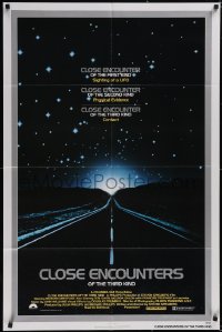 5j0886 CLOSE ENCOUNTERS OF THE THIRD KIND 1sh 1977 Spielberg's sci-fi classic, silver border design!