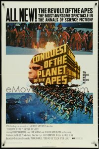 5j0893 CONQUEST OF THE PLANET OF THE APES style B 1sh 1972 Roddy McDowall, apes are revolting!