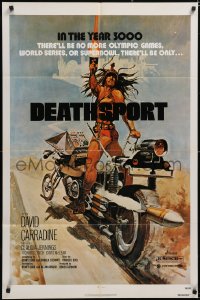 5j0902 DEATHSPORT 1sh 1978 David Carradine, cool art of futuristic battle motorcycle!