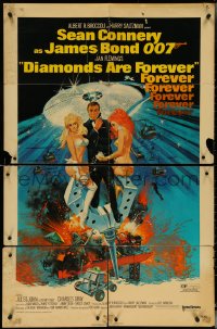 5j0907 DIAMONDS ARE FOREVER 1sh 1971 McGinnis art of Sean Connery as James Bond 007!