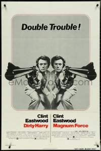 5j0909 DIRTY HARRY/MAGNUM FORCE 1sh 1975 cool mirror image of Clint Eastwood by Philippe Halsman!