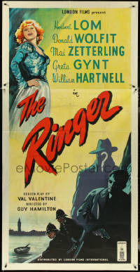 5j0657 RINGER English 3sh 1952 Herbert Lom, Mai Zetterling, English mystery, great art, very rare!