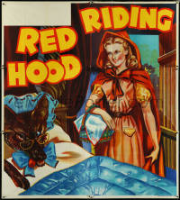 5j0467 RED RIDING HOOD stage play English 6sh 1930s art of Red by wolf disguised as grandma in bed!