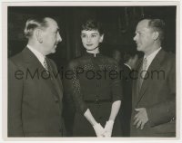 5j1712 AUDREY HEPBURN candid English 8x10.25 still 1950s discussions with British studio executives!