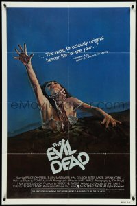 5j0926 EVIL DEAD 1sh 1982 Sam Raimi cult classic, classic Skilsky art of girl grabbed by zombie!