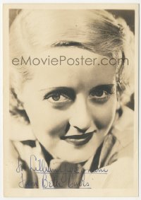 5j0243 BETTE DAVIS signed 5x7 fan photo 1930s super close portrait when she had blonde hair!