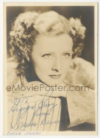 5j0247 IRENE DUNNE signed 5x7 fan photo 1940s beautiful portrait resting her chin on her hand!