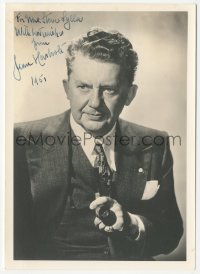 5j0249 JEAN HERSHOLT signed 5x7 fan photo 1951 great portrait in suit & tie with pipe in hand!