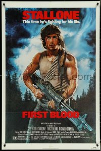 5j0945 FIRST BLOOD NSS style 1sh 1982 artwork of Sylvester Stallone as John Rambo by Drew Struzan!