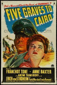 5j0948 FIVE GRAVES TO CAIRO 1sh 1943 Billy Wilder, Nazi Erich von Stroheim, Anne Baxter!