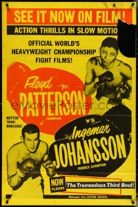 5j0952 FLOYD PATTERSON VS INGEMAR JOHANSSON 1sh 1961 slow motion action boxing thrills, heavyweights