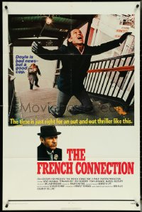 5j0958 FRENCH CONNECTION int'l 1sh 1971 Gene Hackman in movie chase climax spoiler, William Friedkin!