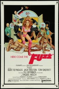 5j0964 FUZZ 1sh 1972 Richard Amsel art of naked Burt Reynolds & sexiest cop Raquel Welch!