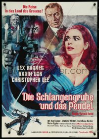 5j0707 BLOOD DEMON German 1967 Litter art of Christopher Lee, Lex Barker & sexy Karin Dor!