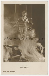 5j1672 METROPOLIS #71/9 German Ross postcard 1927 Brigitte Helm as evil Maria about to burn to death!