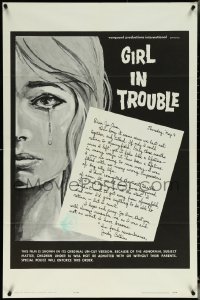 5j0972 GIRL IN TROUBLE 1sh 1963 Brandon Chase directed, Tammy Clarke, classic exploitation!