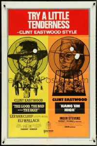 5j0979 GOOD, THE BAD & THE UGLY/HANG 'EM HIGH 1sh 1969 Clint Eastwood, try a little tenderness!