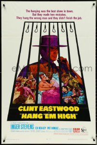 5j0985 HANG 'EM HIGH 1sh 1968 Clint Eastwood, they hung the wrong man, cool art by Kossin!