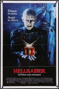 5j0988 HELLRAISER 1sh 1987 Clive Barker, great image of Pinhead, he'll tear your soul apart!