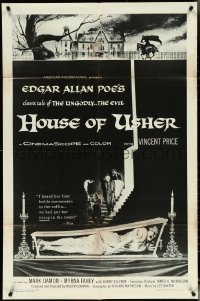 5j1007 HOUSE OF USHER 1sh R1967 Edgar Allan Poe's tale of the ungodly & evil, art by Reynold Brown!