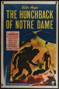 5j1009 HUNCHBACK OF NOTRE DAME 1sh R1952 Victor Hugo, best Charles Laughton & Maureen O'Hara!