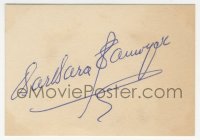 5j0126 BARBARA STANWYCK signed 2x3 index card 1950s it can be framed with the included cut book page!