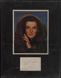 5j0285 JANE RUSSELL signed 3x5 index card in 14x18 display 1970s ready to frame & hang on your wall!