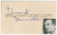 5j0129 VINCENTE MINNELLI signed 3x5 index card 1950s it can be framed & displayed with a repro!