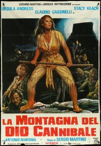 5j0510 SLAVE OF THE CANNIBAL GOD Italian 1p 1978 Sciotti art of sexy Ursula Andress with weapon!