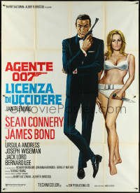 5j0353 DR. NO Italian 2p R1971 art of Connery as James Bond & sexy Ursula Andress in bikini!