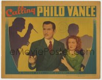 5j1362 CALLING PHILO VANCE LC 1940 James Stephenson & Margot Stevenson with murderer's shadow!