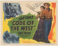 5j0083 CODE OF THE WEST signed TC 1947 by James Warren, based on the cowboy novel by Zane Grey!