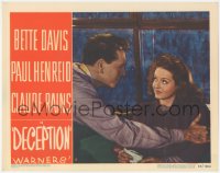 5j1387 DECEPTION LC #8 1946 great close up of Paul Henreid holding Bette Davis with those eyes!