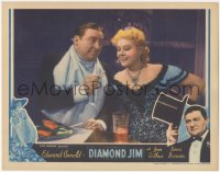 5j1391 DIAMOND JIM LC 1935 c/u of rich Edward Arnold at dinner with pretty Binnie Barnes, rare!