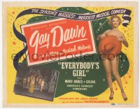 5j1265 EVERYBODY'S GIRL TC 1950 sexy burlesque dancer Gorgeous Gay Dawn naked behind a hat, rare!