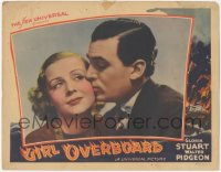 5j1407 GIRL OVERBOARD LC 1937 best portrait of Walter Pidgeon kissing Gloria Stuart, ultra rare!