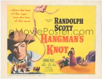 5j1276 HANGMAN'S KNOT TC R1961 great close up of cowboy Randolph Scott by noose, Donna Reed