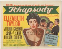 5j1306 RHAPSODY TC 1954 Elizabeth Taylor, Vittorio Gassman, magnificent drama of romance & music!