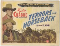 5j1323 TERRORS ON HORSEBACK TC 1946 cowboy Buster Crabbe with gun & Fuzzy St. John, ultra rare!