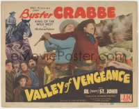 5j1328 VALLEY OF VENGEANCE TC 1944 Buster Crabbe, King of the Wild West, His Horse Falcon + Fuzzy!