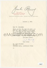 5j0138 JACK BENNY signed letter 1974 thanking a friend for a tape and for a rare Jello booklet!