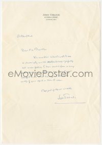 5j0140 JOHN GIELGUD signed letter 1953 effusively thanking Mrs. McArthur for her letter!