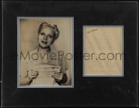 5j0286 MARIE WILSON signed letter in 14x18 display 1930s ready to frame & hang on your wall!